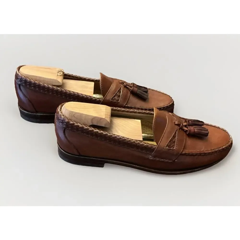 Allen Edmonds Maxfield Tassel Loafers Brown Leather Shoes 47716 Men's 8.5 B